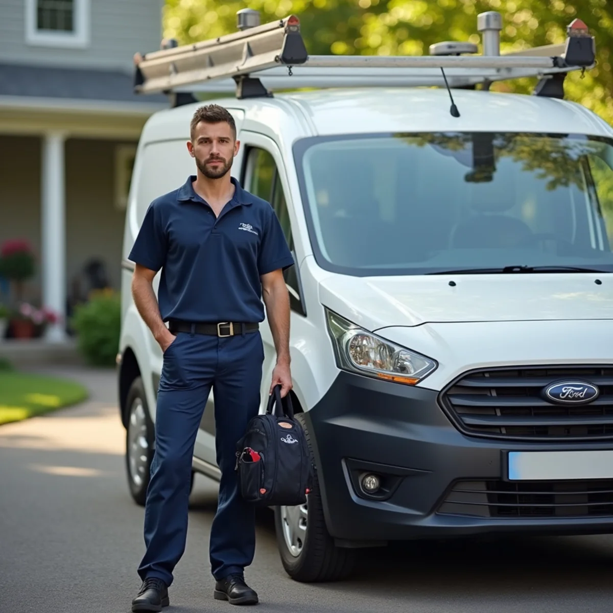 HVAC technician with a branded service van in Newburgh, NY