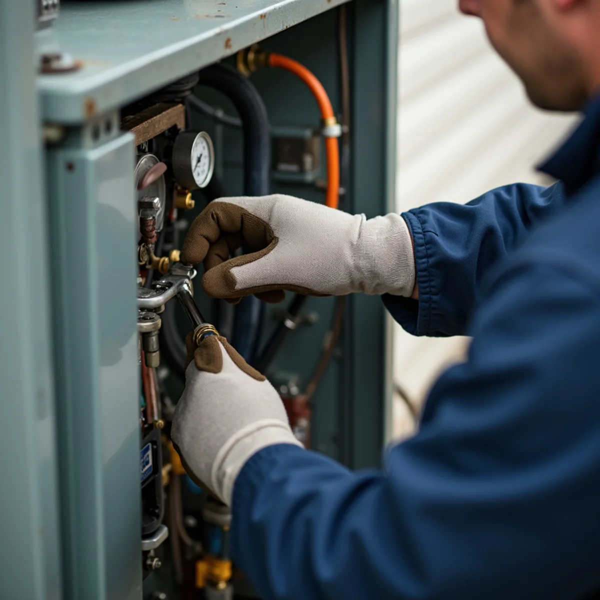 Close-up of ac installation work in a Newburgh, NY home