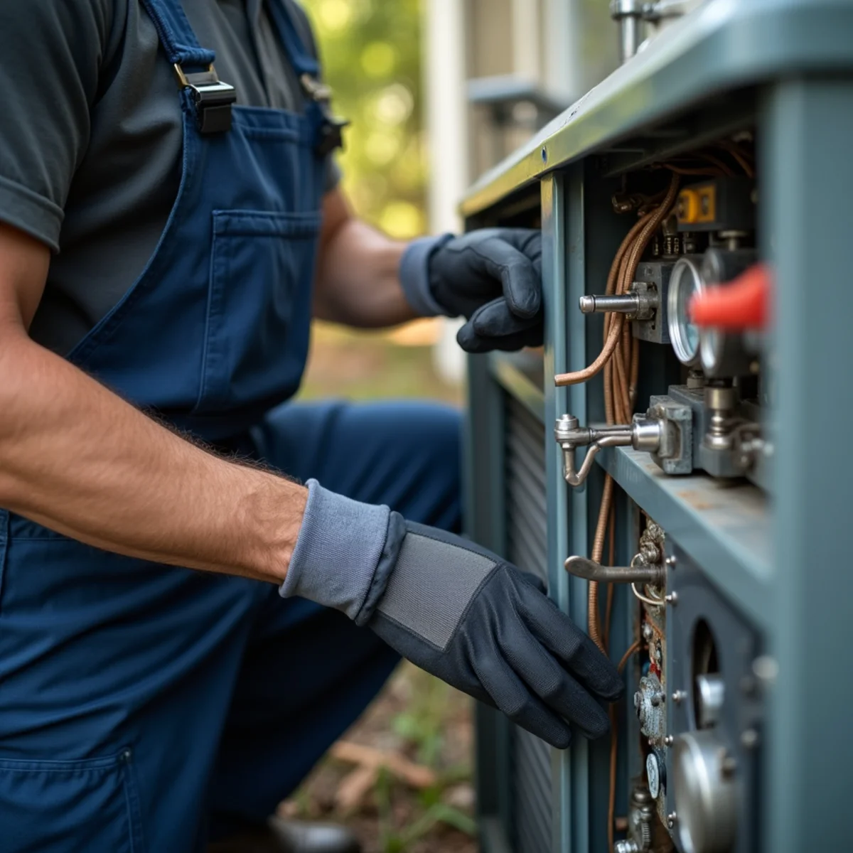 Close-up of ac repair work in a Newburgh, NY home