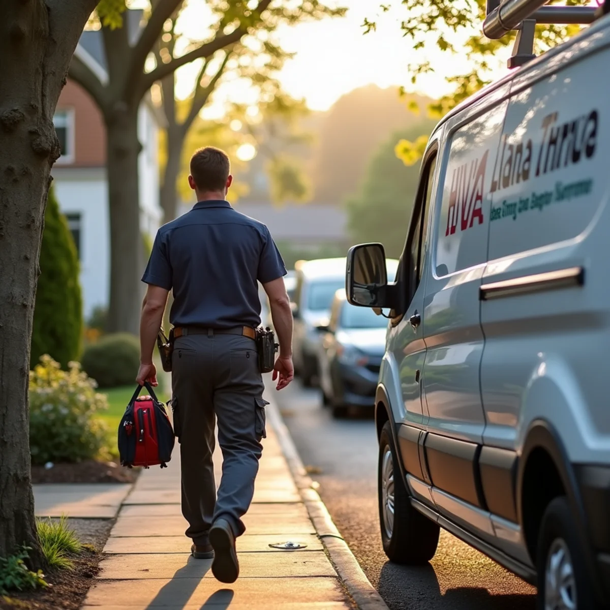 HVAC Newburgh NY service van at a home in Beacon, NY