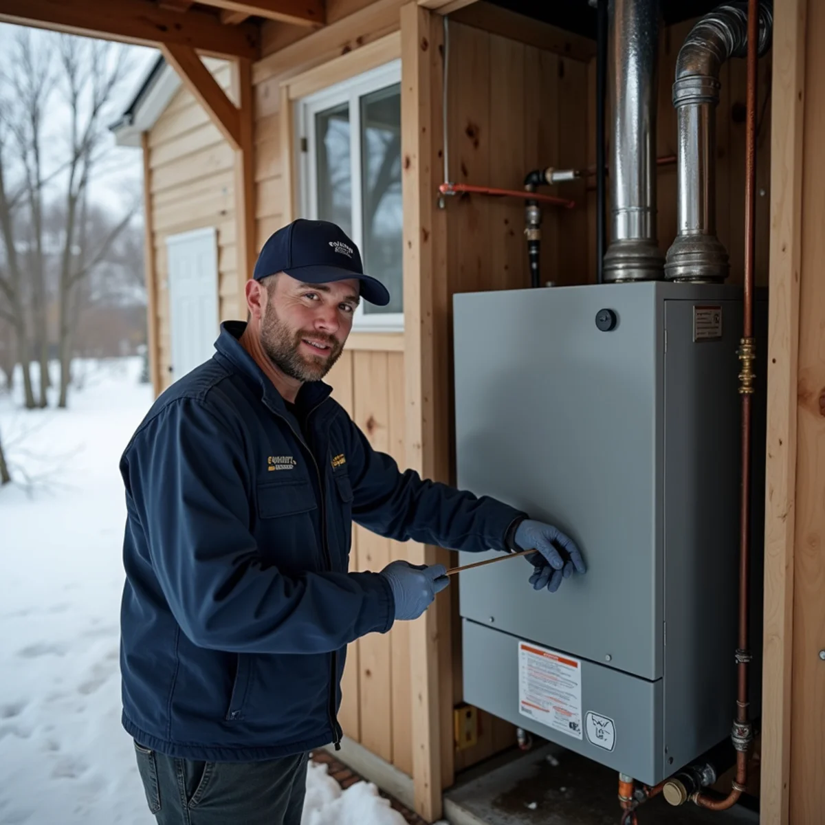 New high-efficiency gas boiler installed in a Newburgh, NY home basement