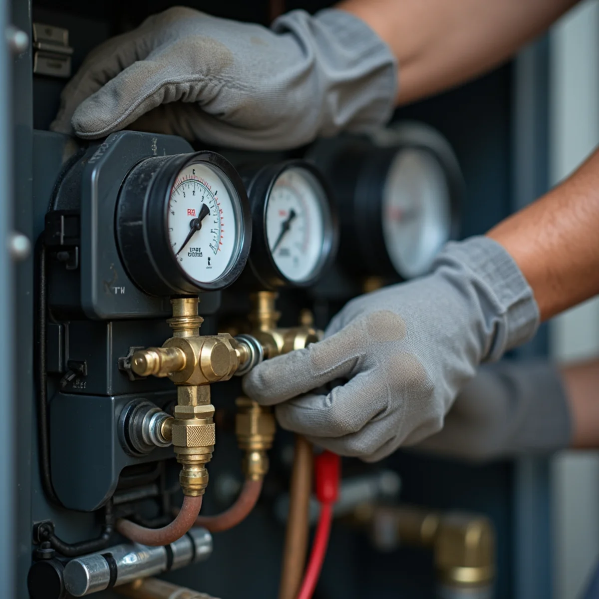 Close-up of boiler repair work in a Newburgh, NY home