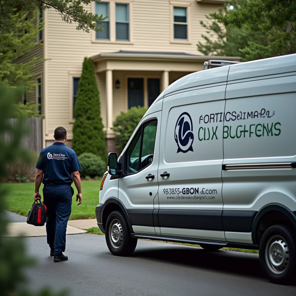HVAC Newburgh NY service van at a home in Broadway Corridor, NY