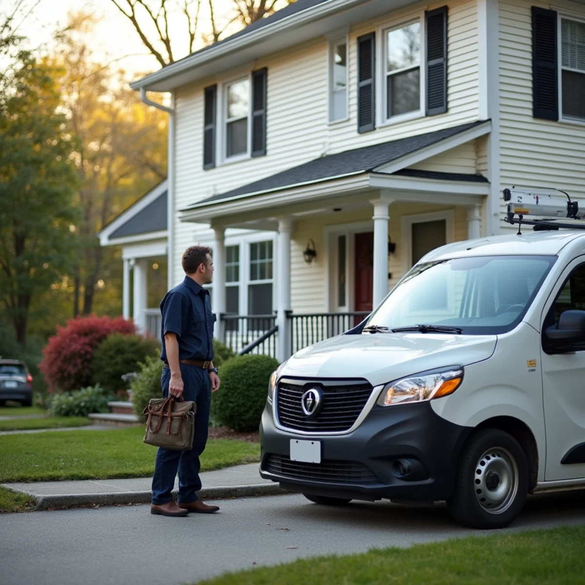HVAC Newburgh NY service van at a home in Chester, NY