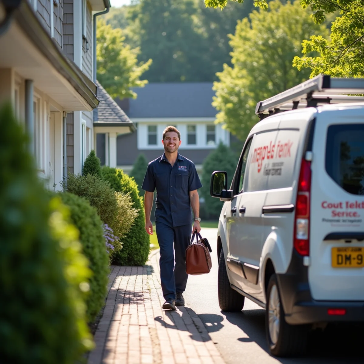 HVAC Newburgh NY service van at a home in Cornwall, NY