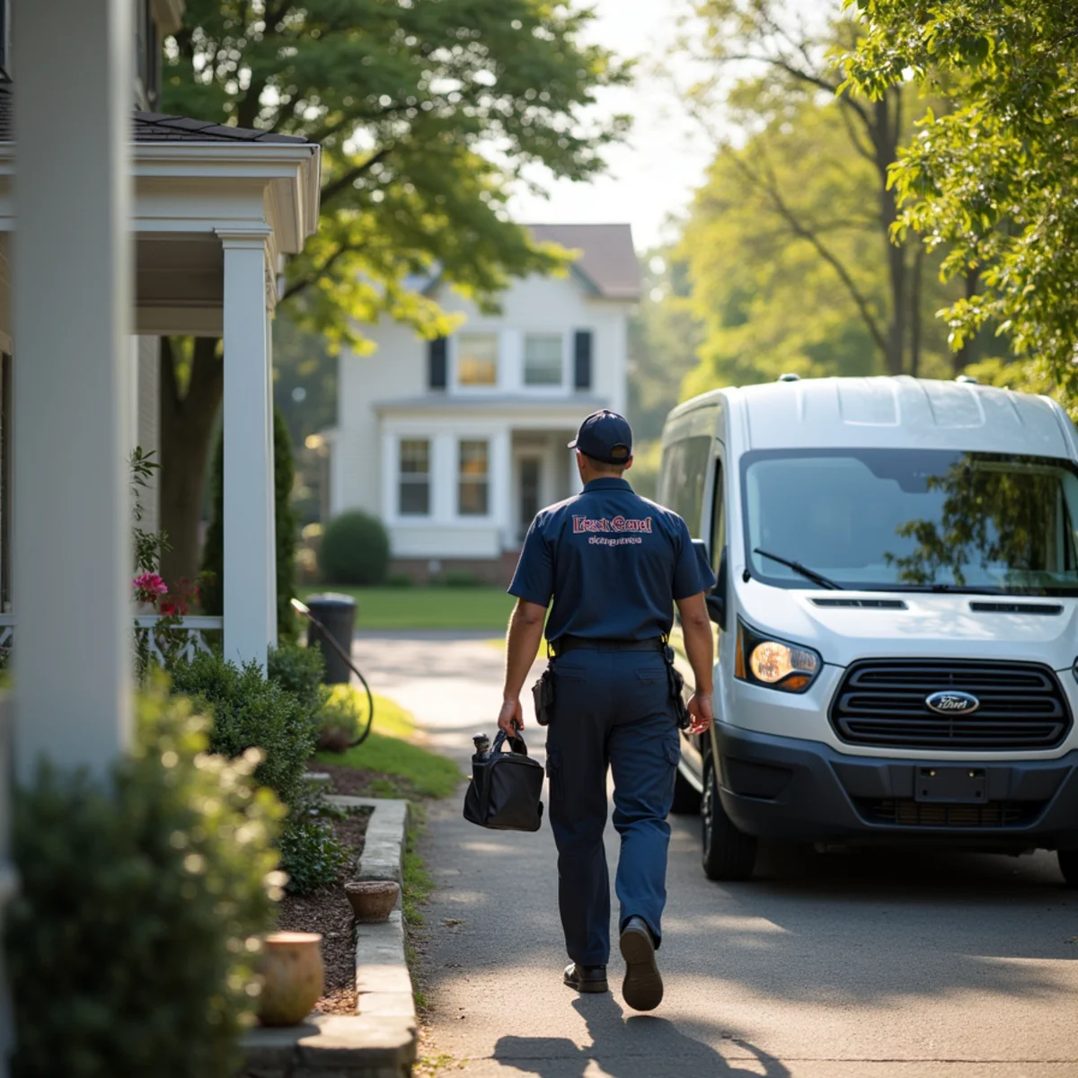 HVAC Newburgh NY service van at a home in East End Historic District, NY