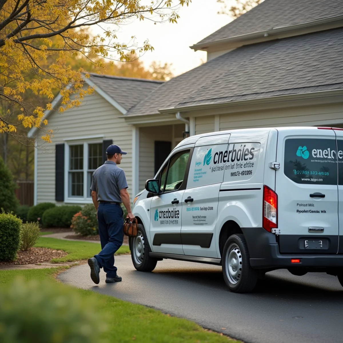 HVAC Newburgh NY service van at a home in Firthcliffe, NY