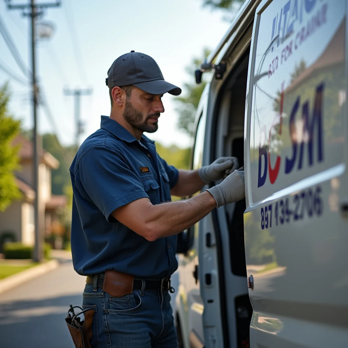 HVAC technician servicing a split-level home along the Rte 9 corridor in Fishkill, NY