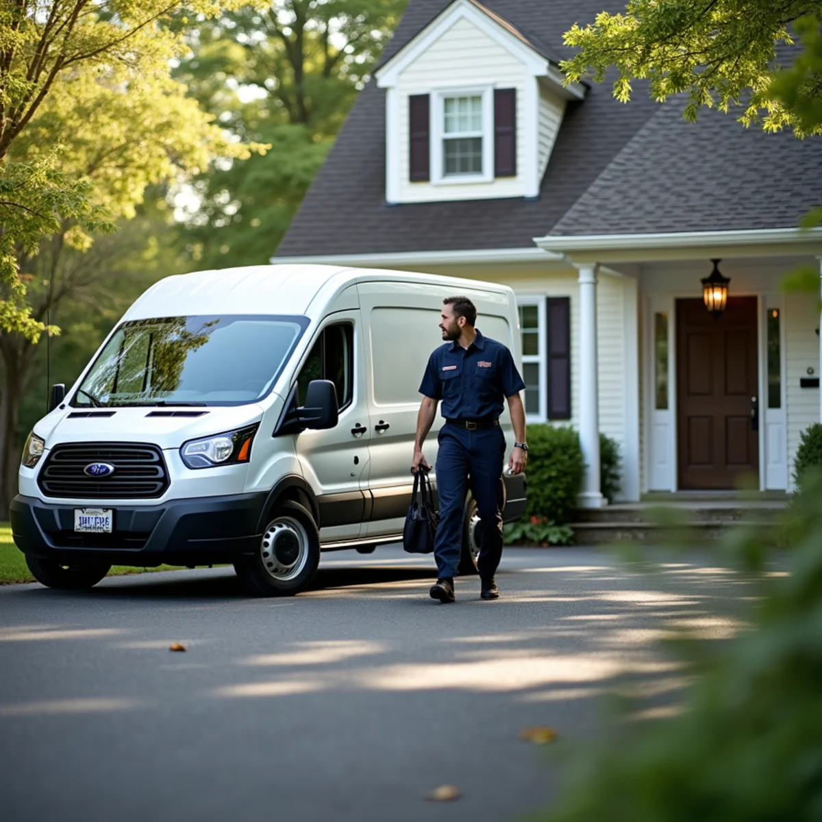 HVAC Newburgh NY service van at a home in Fostertown, NY