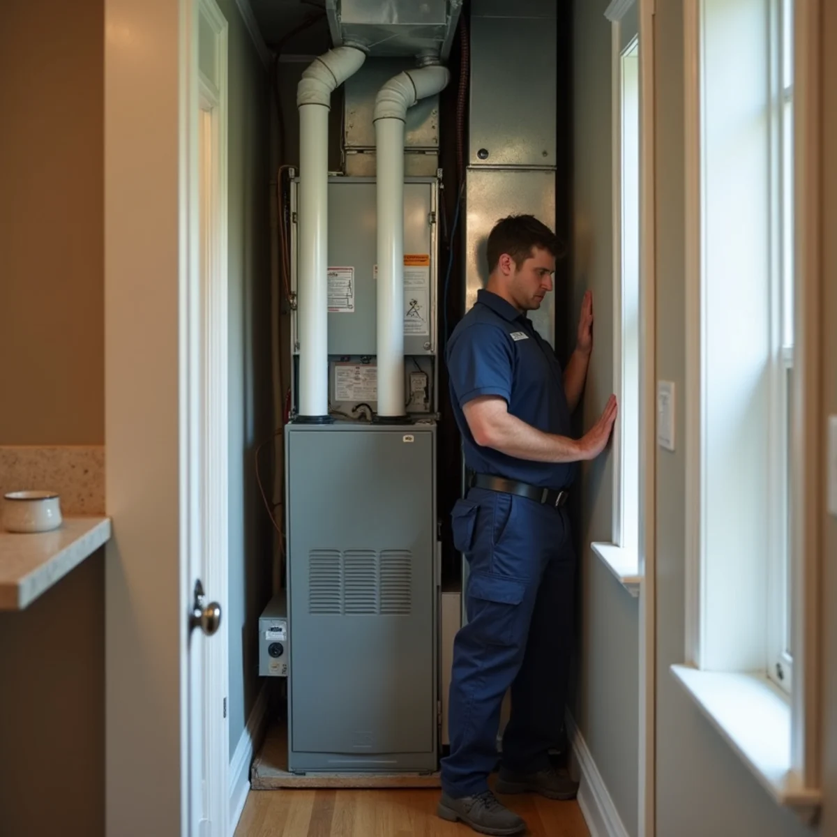 Large furnace in a small utility closet