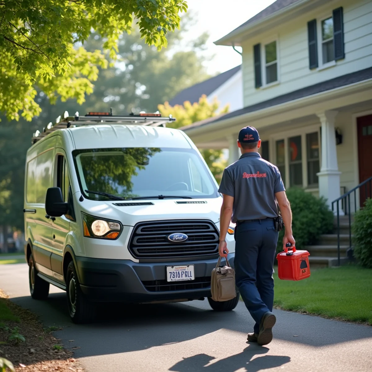 HVAC Newburgh NY service van at a home in Gardnertown, NY