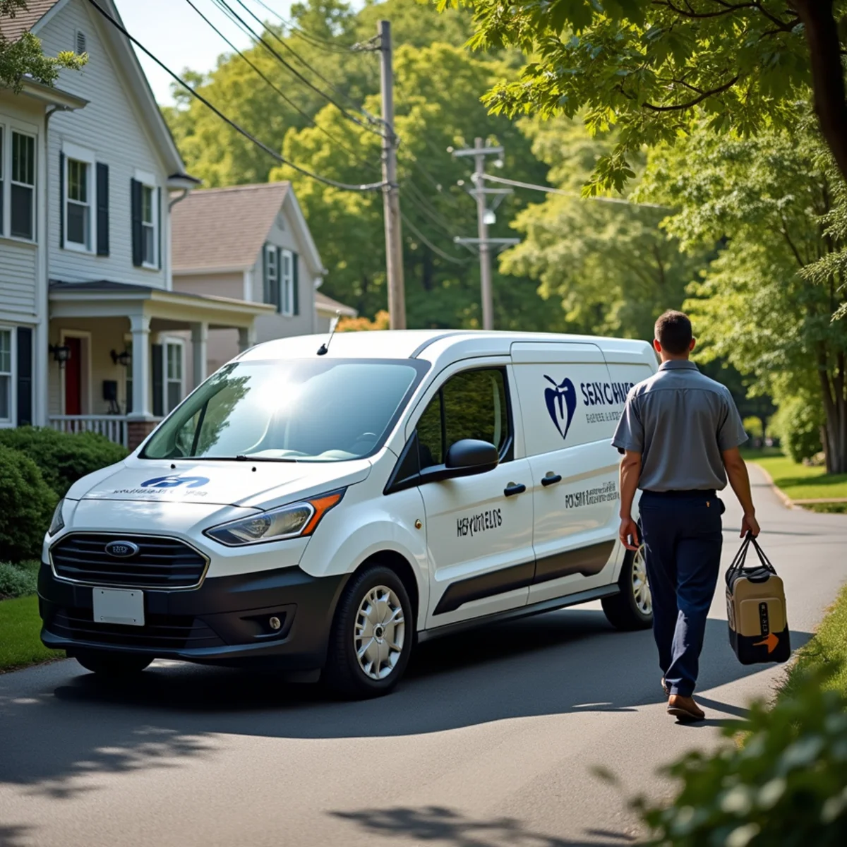 HVAC Newburgh NY service van at a home in Harriman, NY