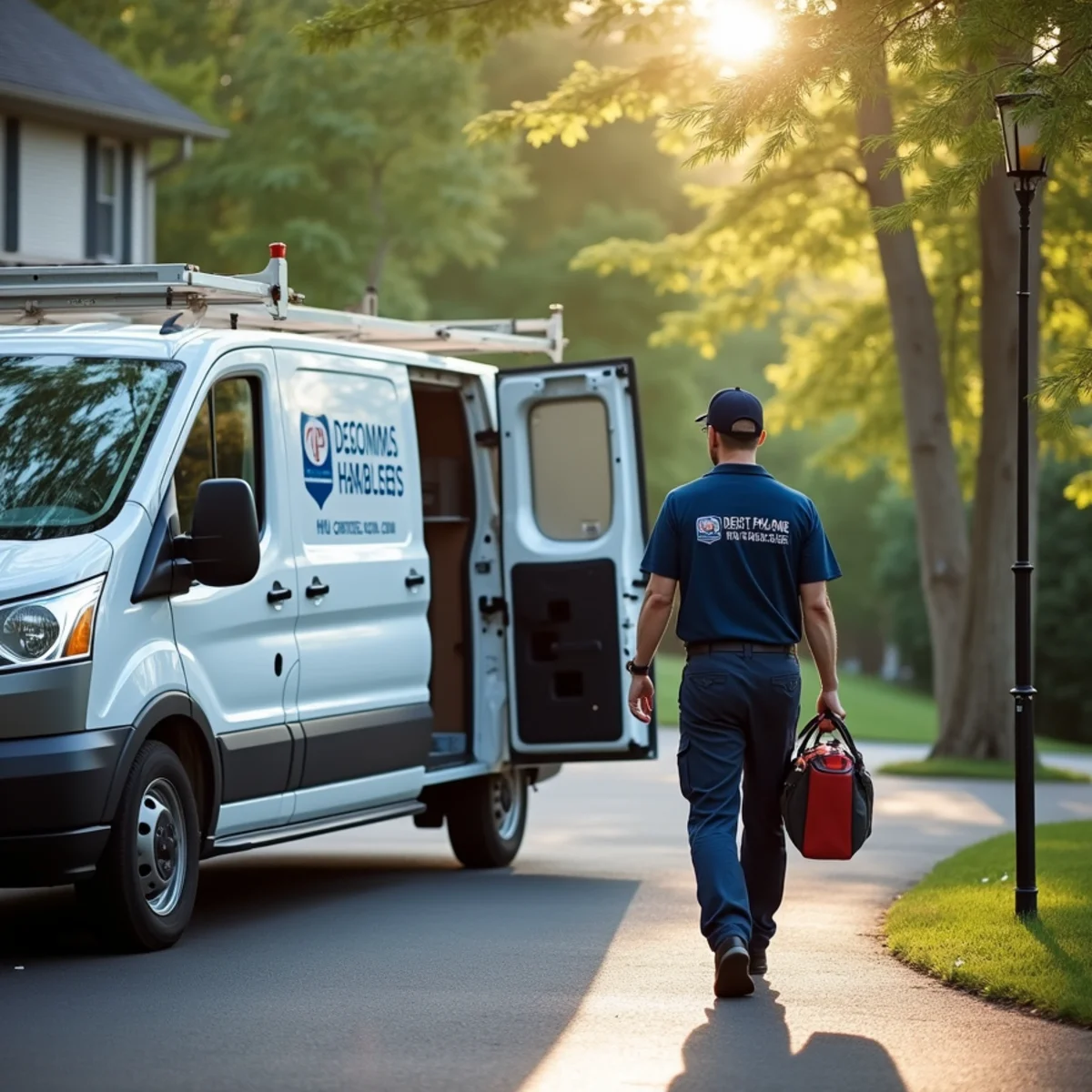 HVAC Newburgh NY service van at a home in Highland Mills, NY