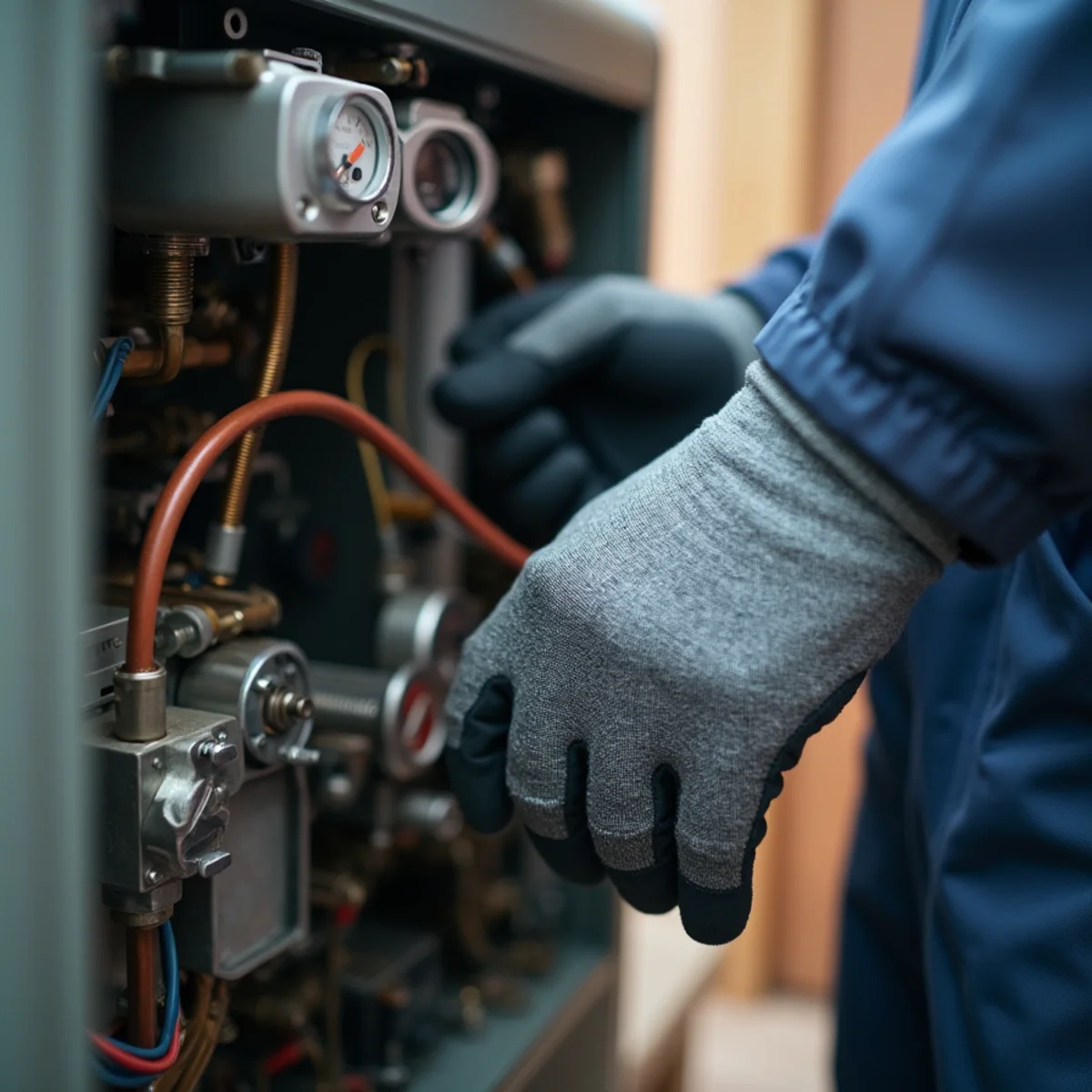 Close-up of hvac maintenance work in a Newburgh, NY home