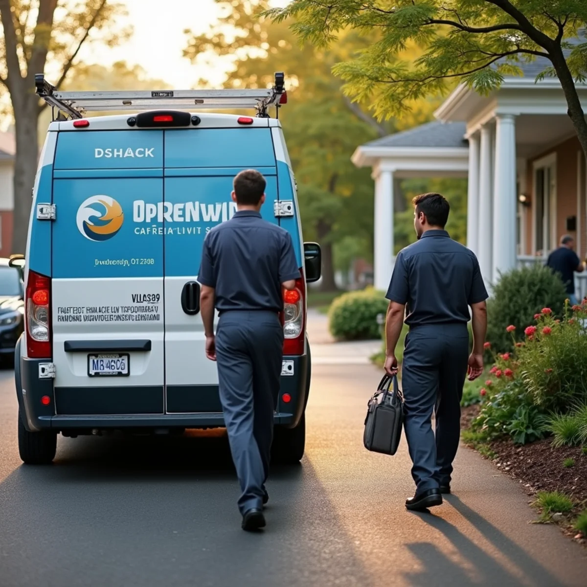 HVAC Newburgh NY service van at a home in Kingston, NY