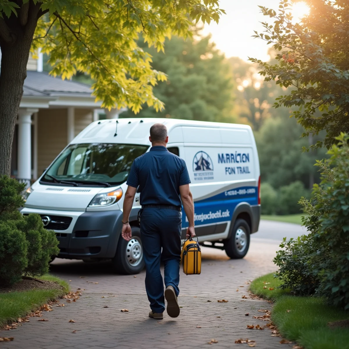HVAC Newburgh NY service van at a home in Marlboro, NY