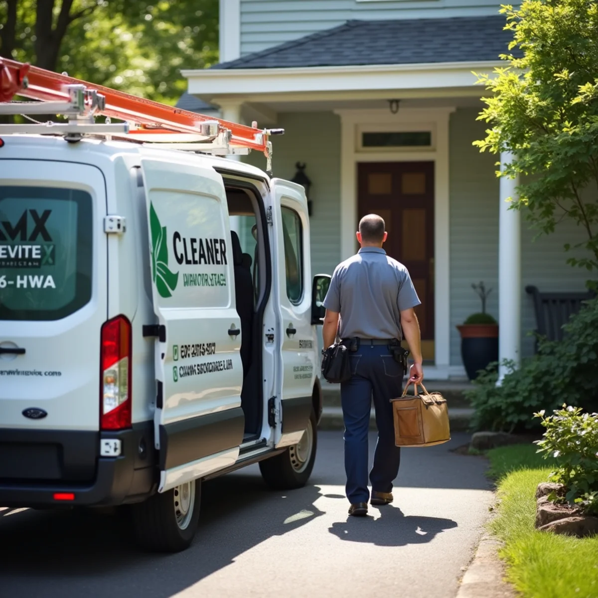 HVAC Newburgh NY service van at a home in Maybrook, NY