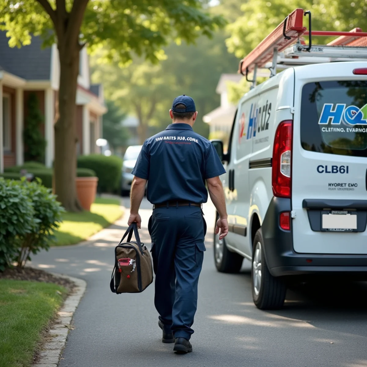 HVAC Newburgh NY service van at a home in Meadow Hill, NY