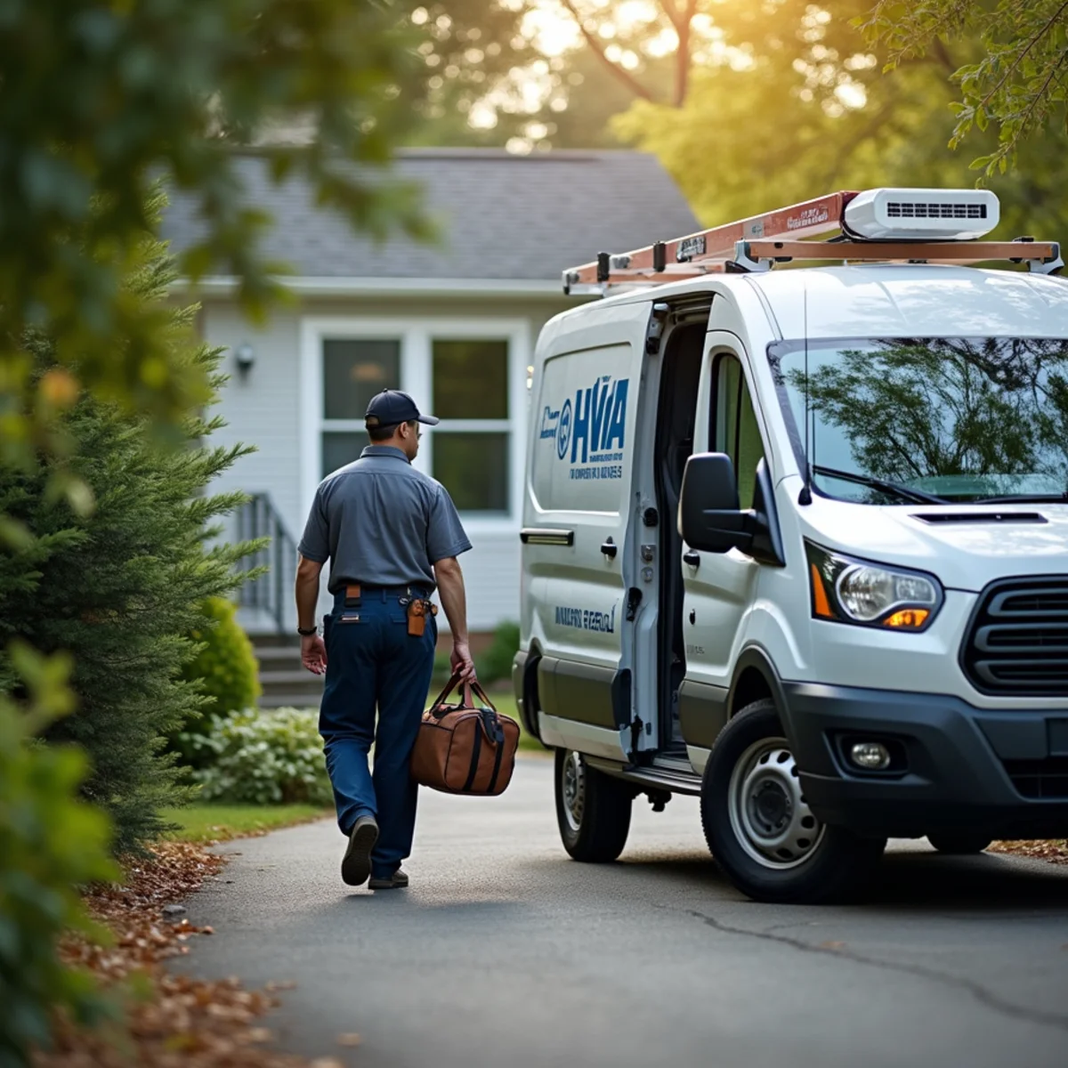 HVAC Newburgh NY service van at a home in Middle Hope, NY
