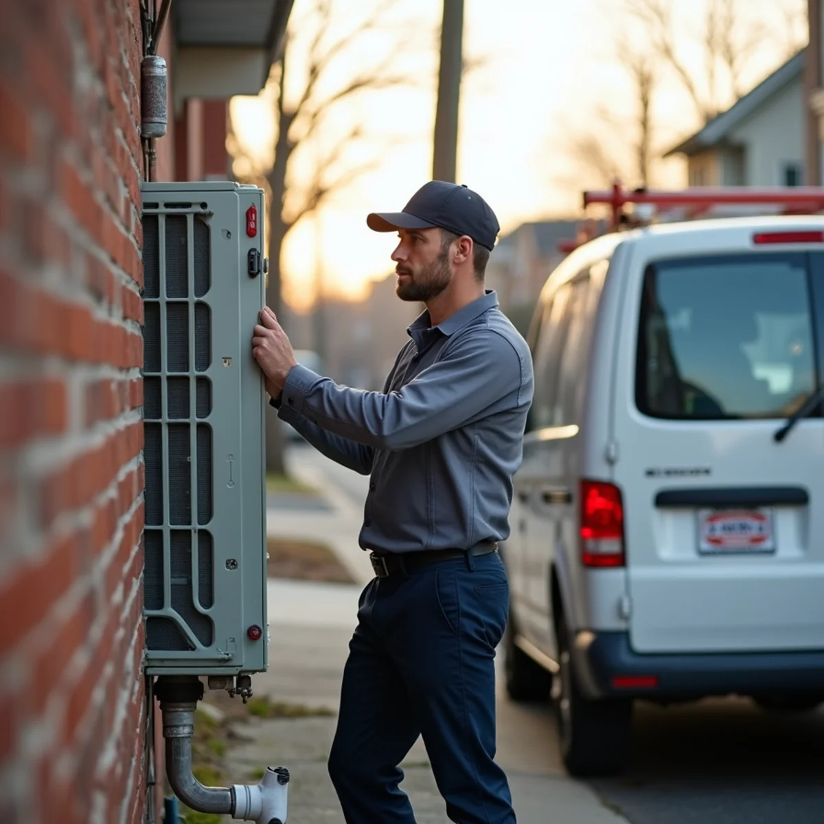 HVAC technician converting a radiator-heated Middletown, NY home to a heat pump system