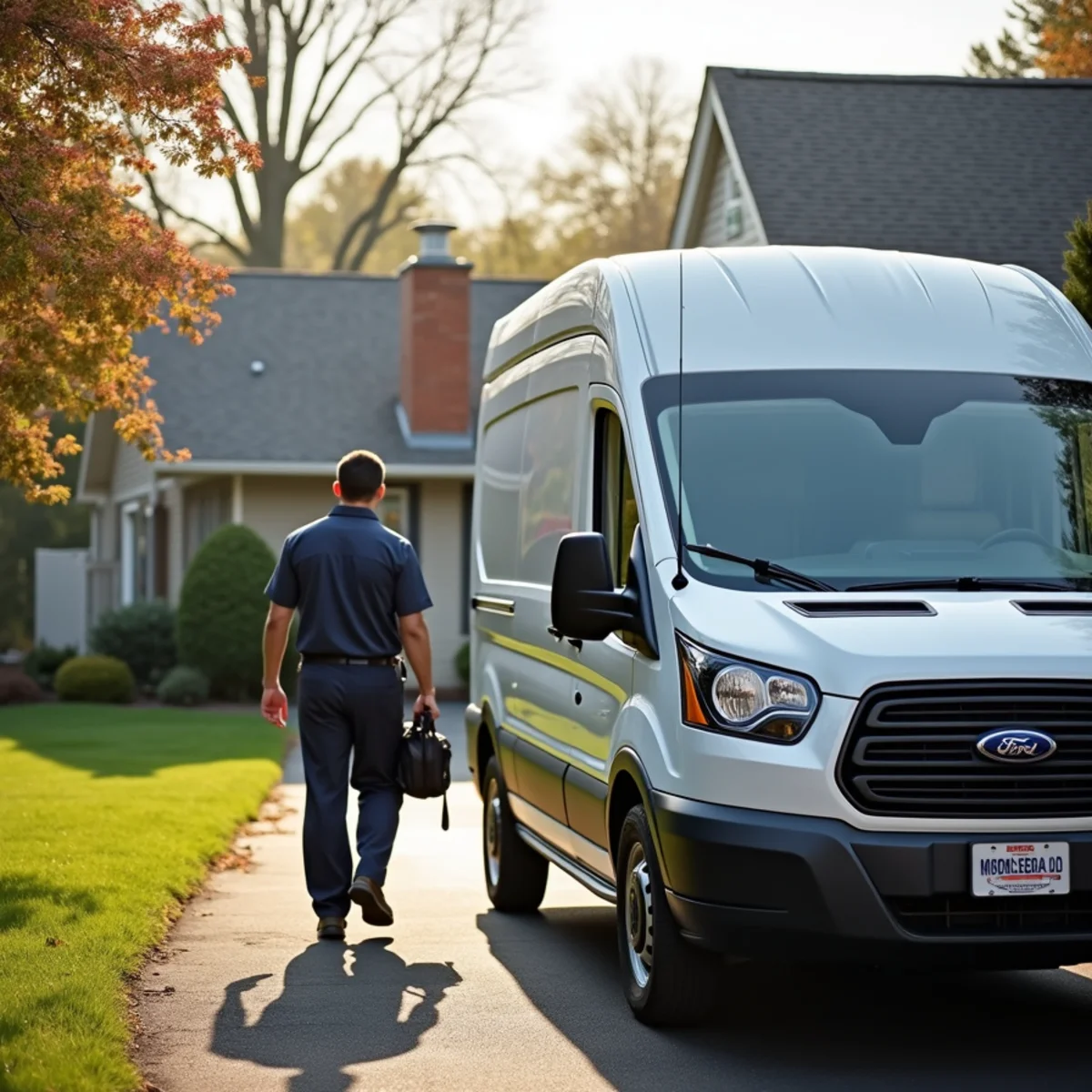 HVAC Newburgh NY service van at a home in Milton, NY