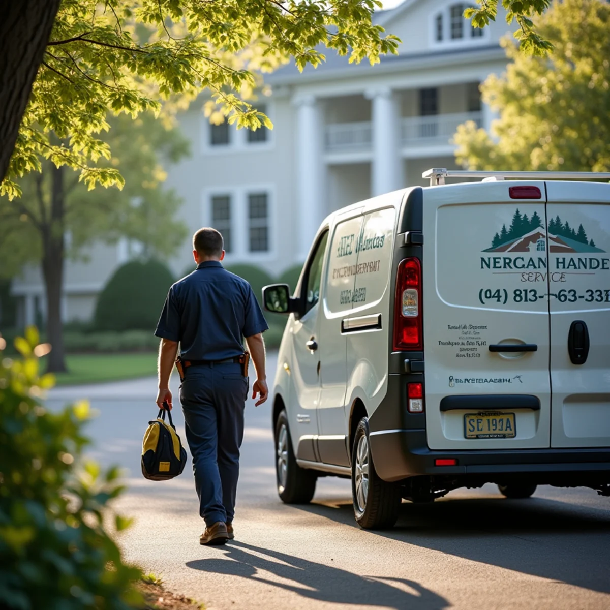 HVAC Newburgh NY service van at a home in Montgomery, NY