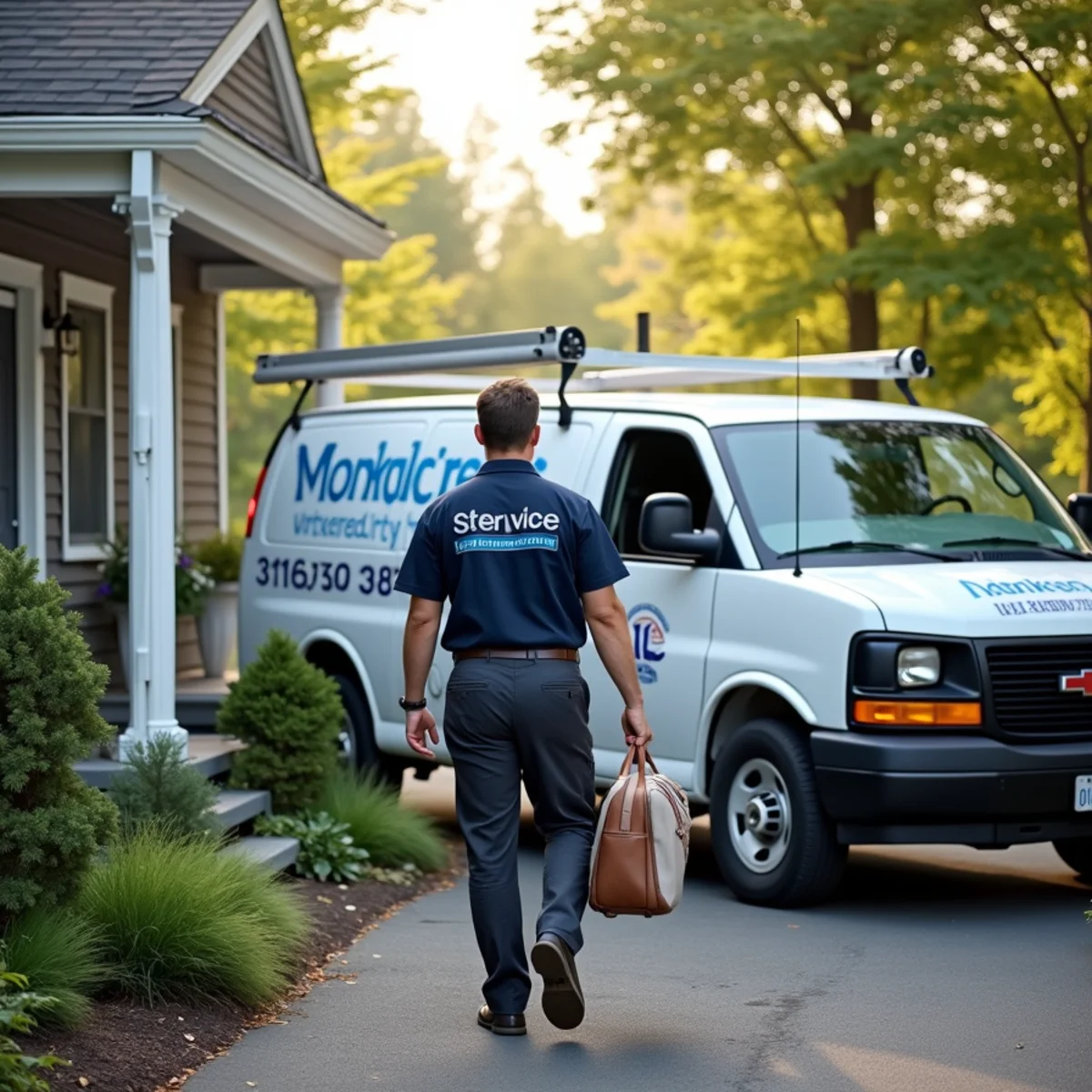 HVAC Newburgh NY service van at a home in New Paltz, NY