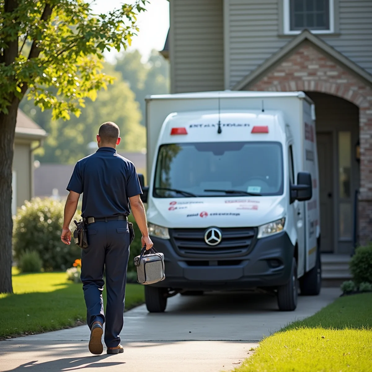 HVAC Newburgh NY service van at a home in New Windsor, NY