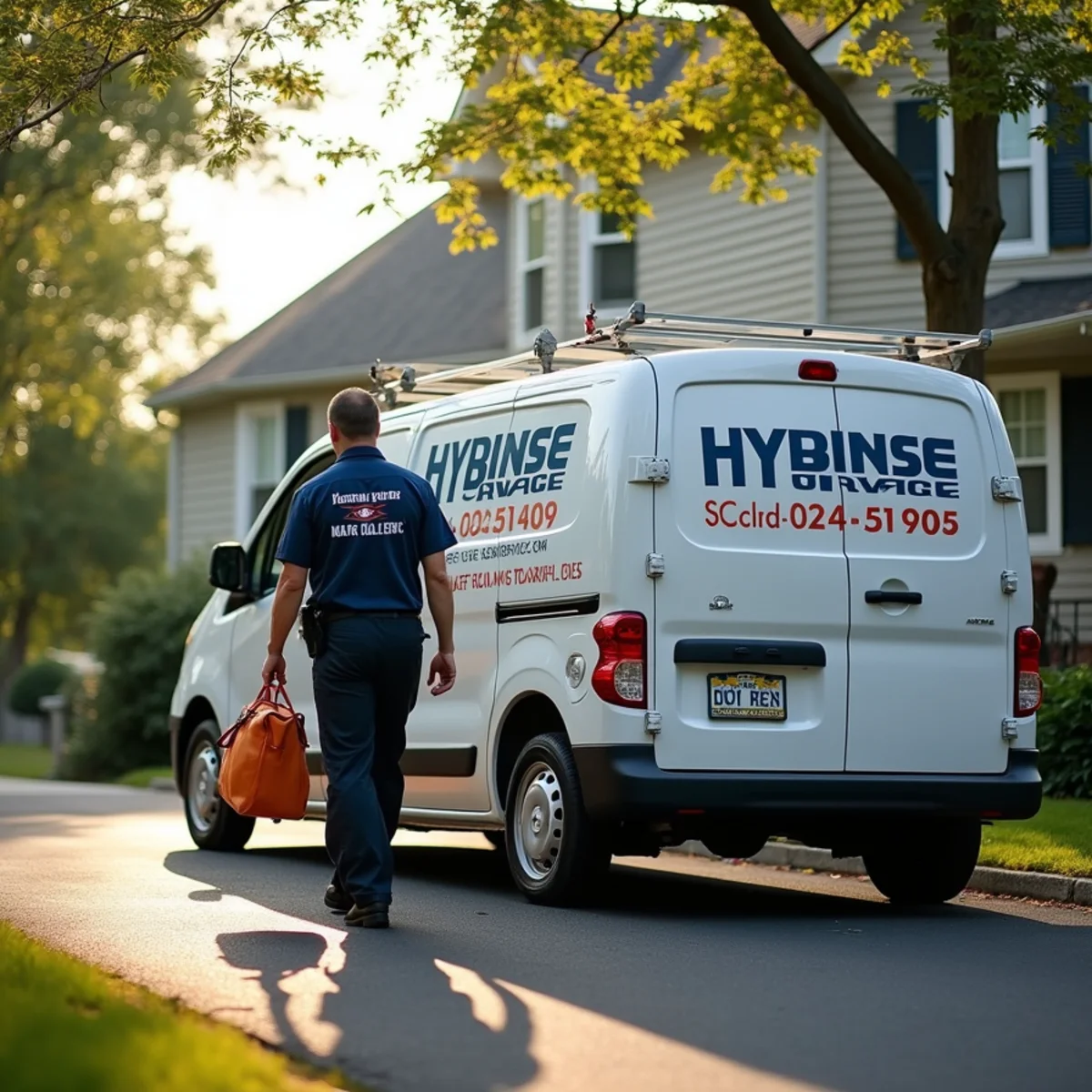 HVAC Newburgh NY service van at a home in Newburgh Heights, NY