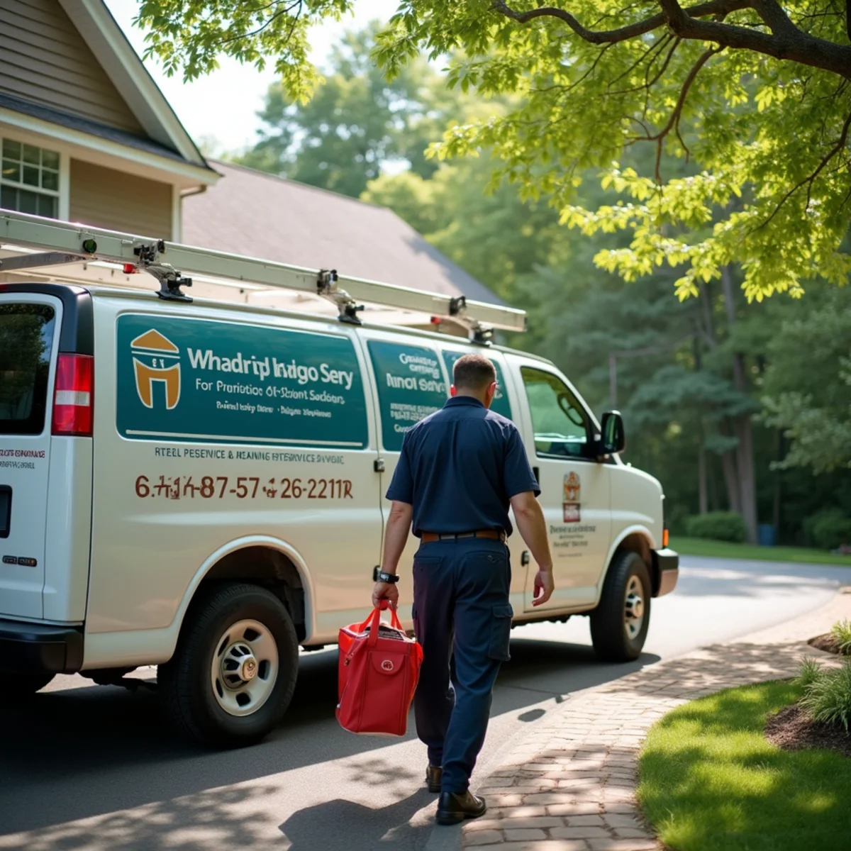 HVAC Newburgh NY service van at a home in Orange County, NY