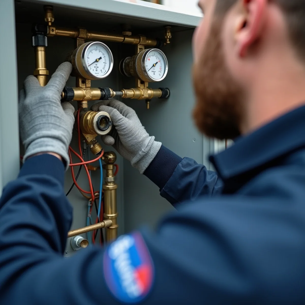 Close-up of refrigerant leak repair work in a Newburgh, NY home