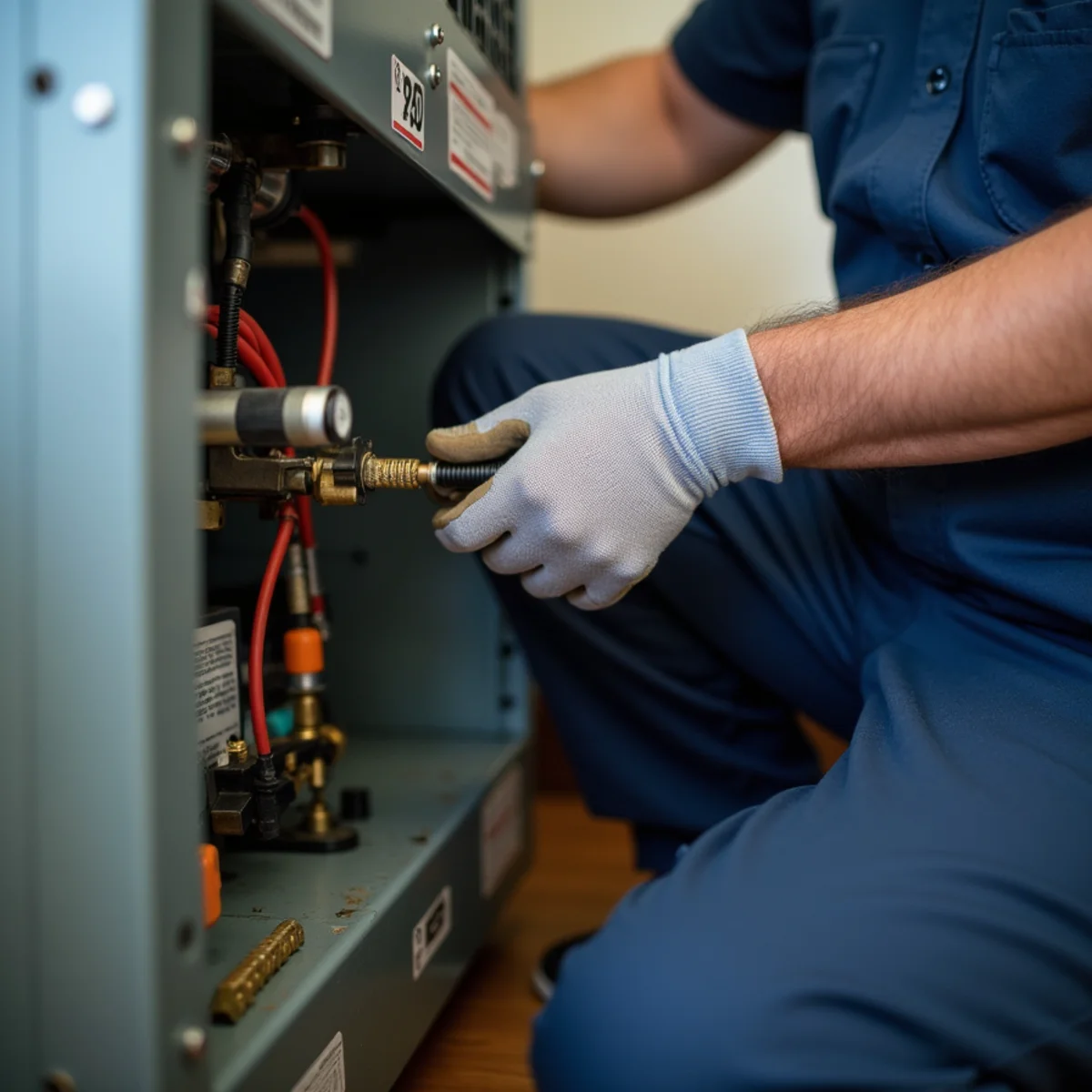 Close-up of residential hvac work in a Newburgh, NY home