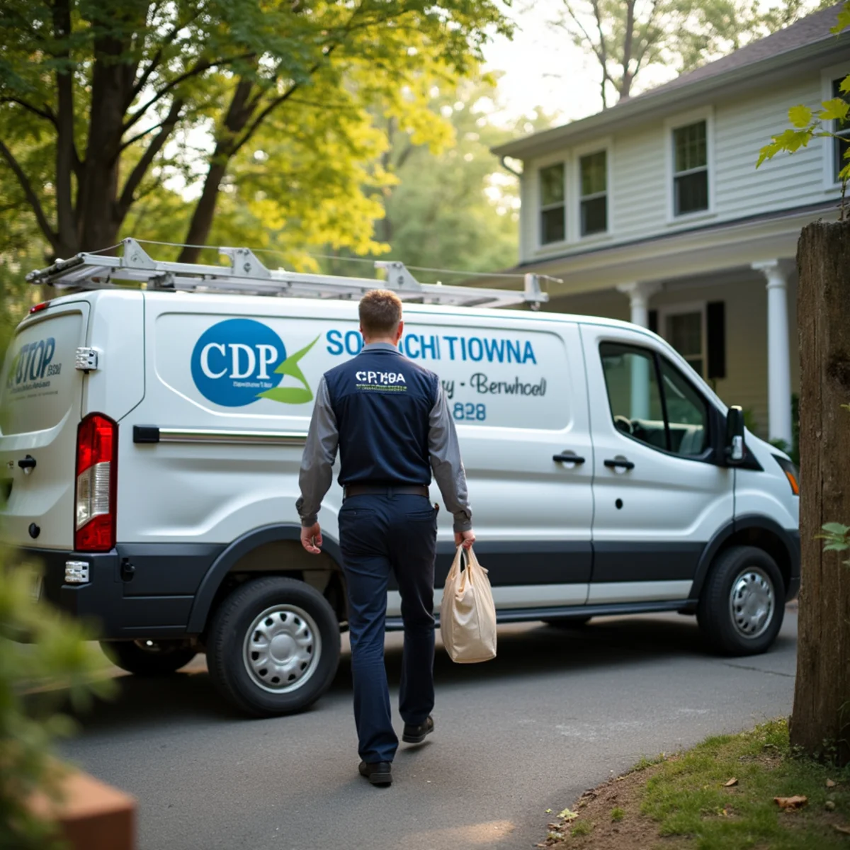 HVAC Newburgh NY service van at a home in Scotchtown, NY
