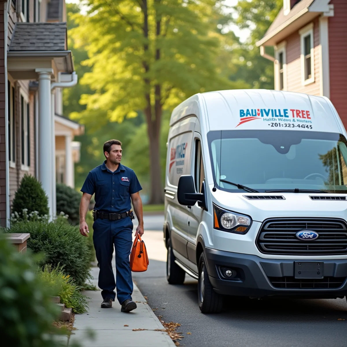 HVAC Newburgh NY service van at a home in Town of Newburgh, NY