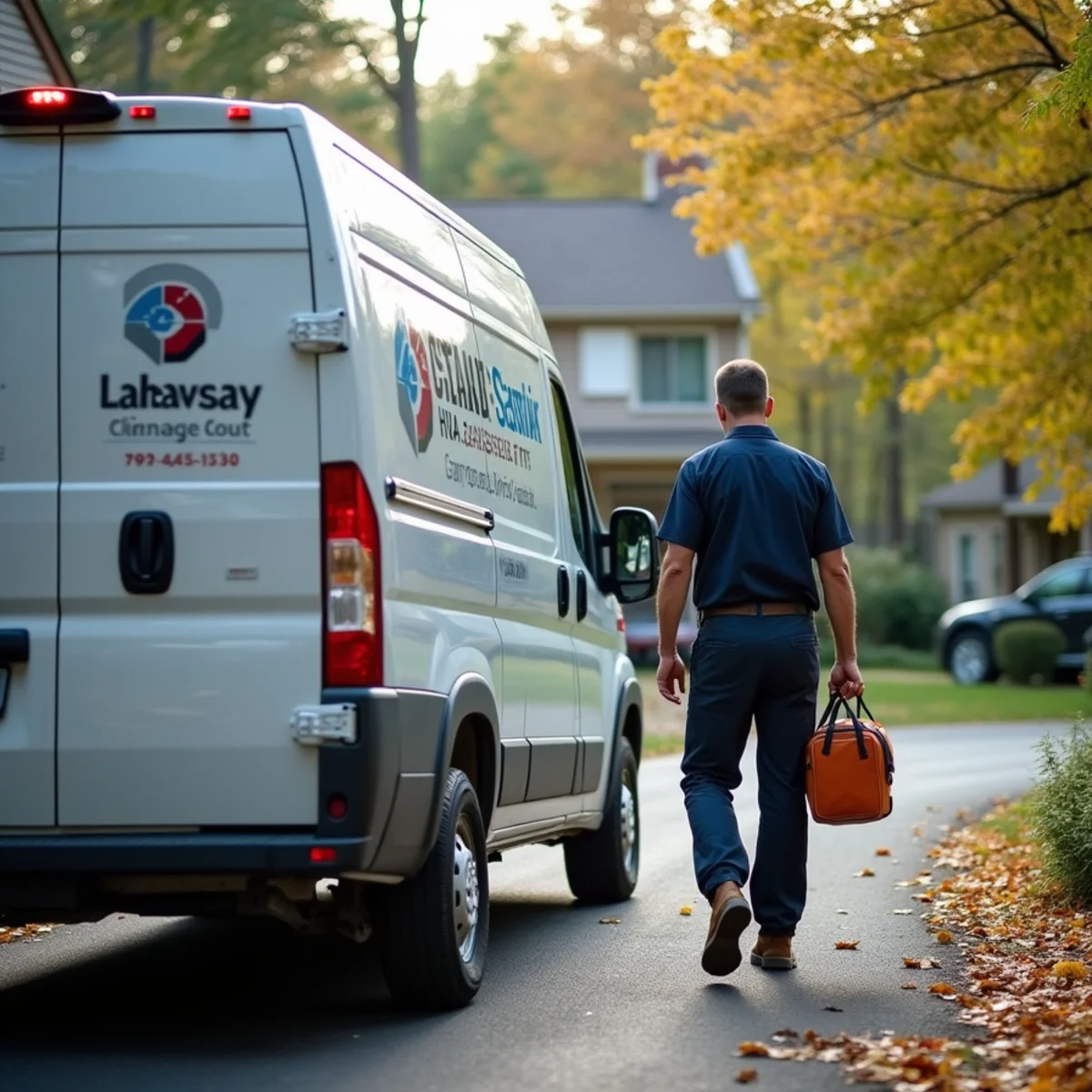 HVAC Newburgh NY service van at a home in Vails Gate, NY