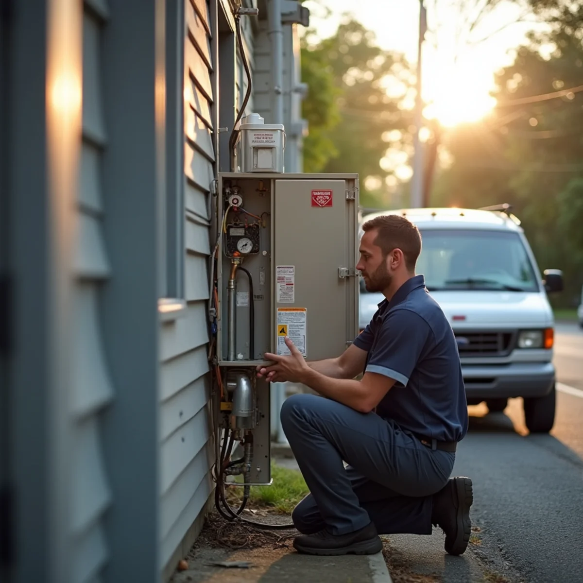 HVAC technician servicing a furnace at a Vails Gate, NY apartment near Route 300