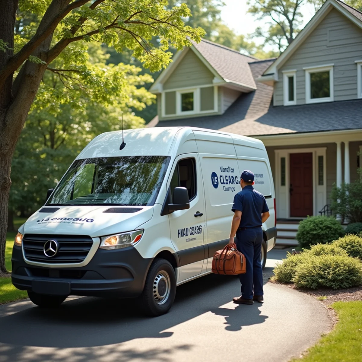 HVAC Newburgh NY service van at a home in Walden, NY