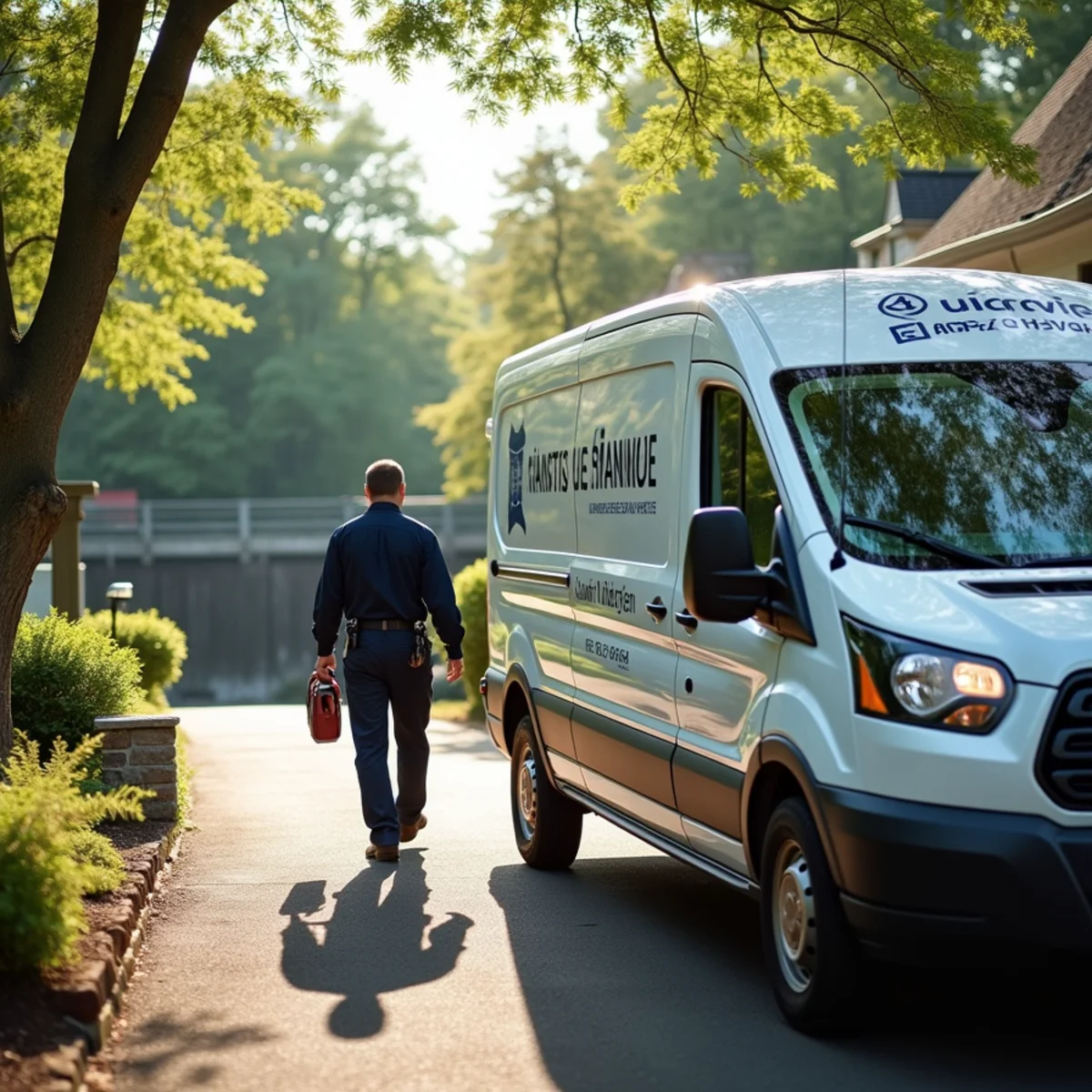 HVAC Newburgh NY service van at a home in Wappingers Falls, NY