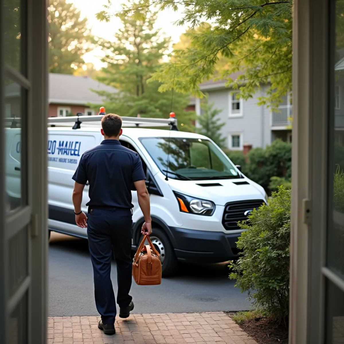 HVAC Newburgh NY service van at a home in Washington Heights, NY