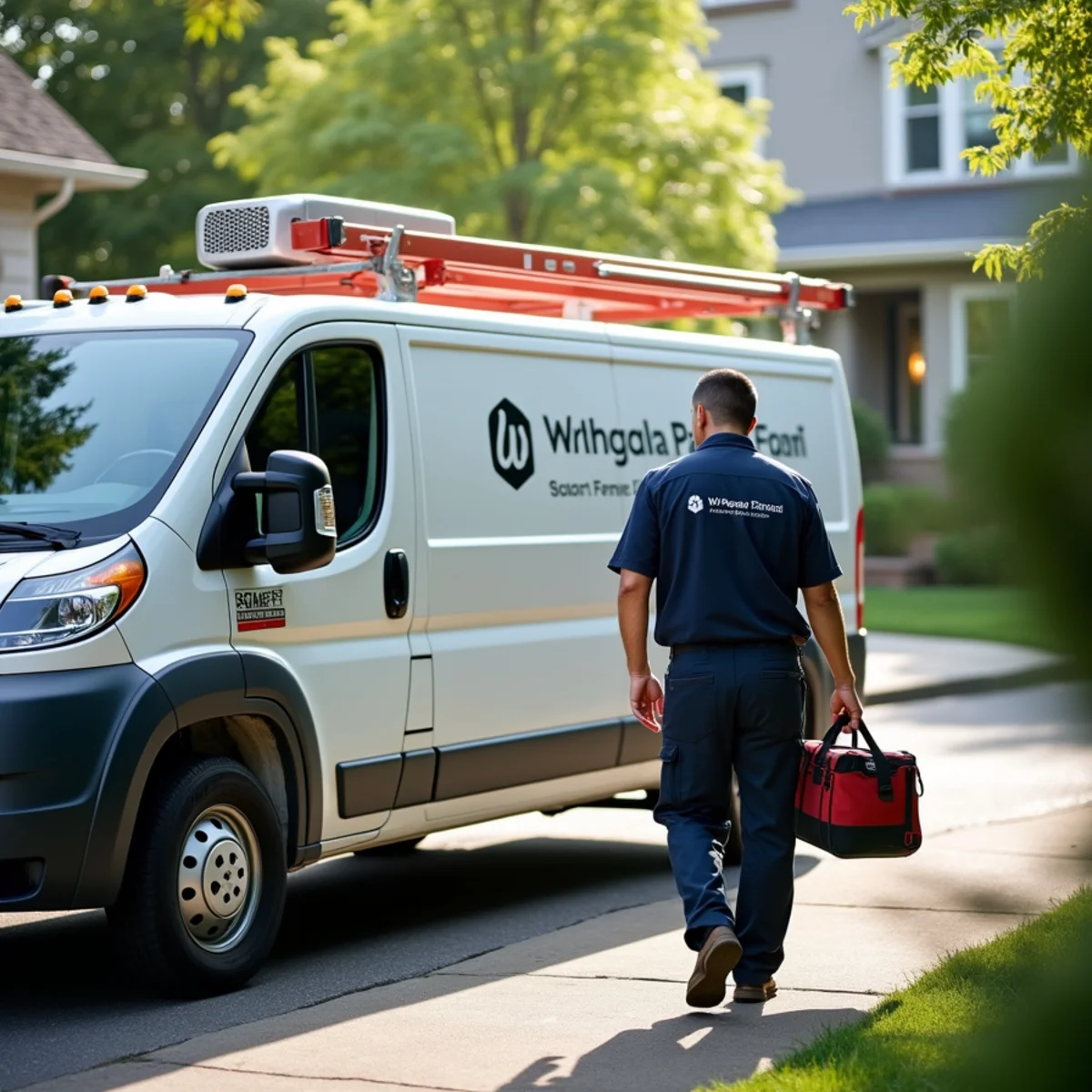 HVAC Newburgh NY service van at a home in West End, NY